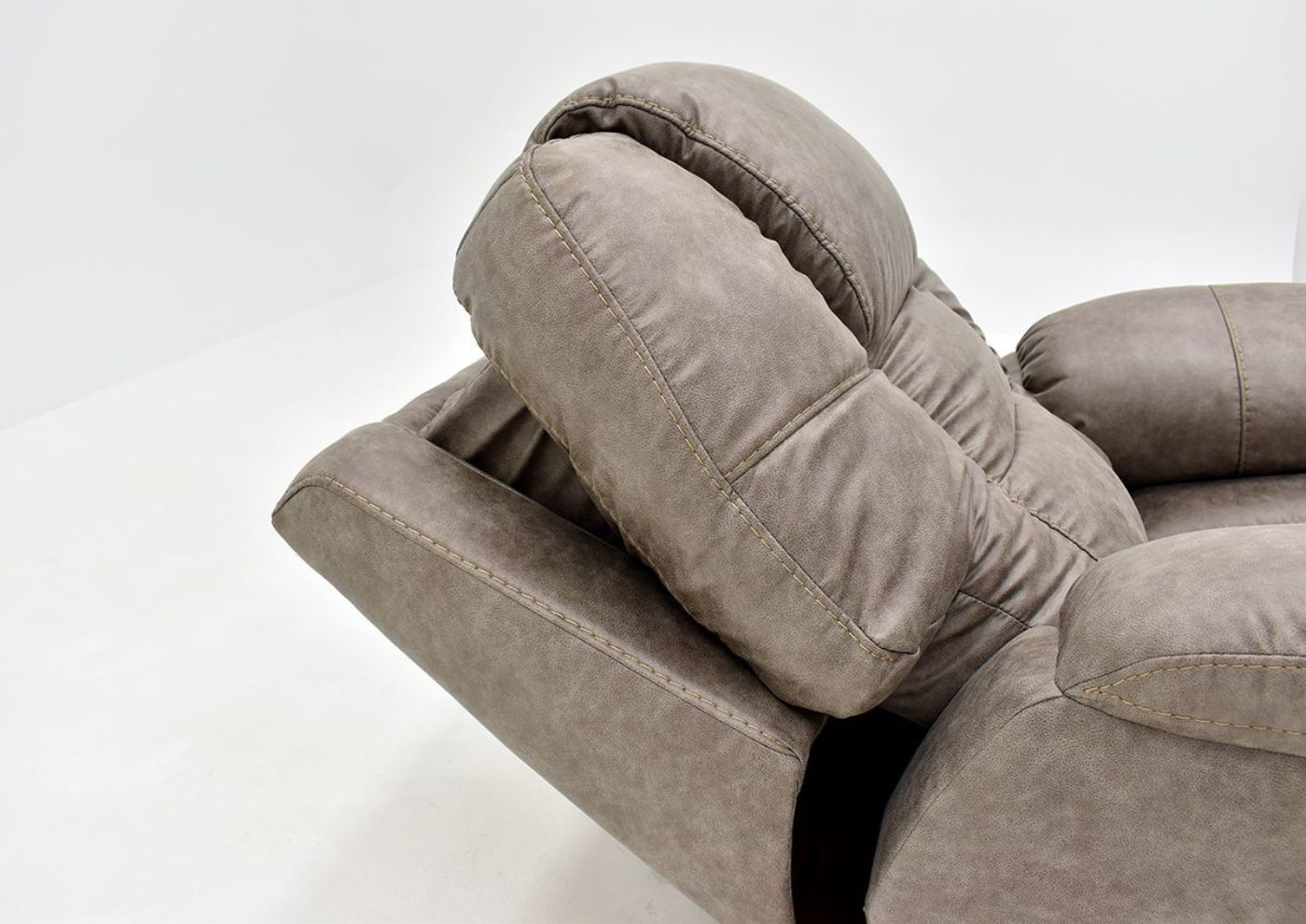 Light Brown Discovery POWER Recliner by HomeStretch, Showing the Power Headrest, Made in the USA | Home Furniture Plus Bedding