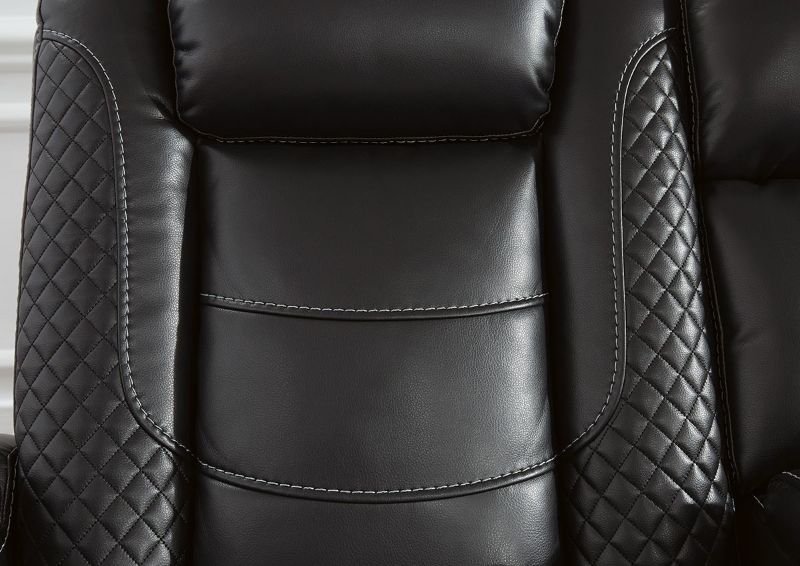 Close Up of the Seat Back on the Party Time POWER Reclining Sofa Set in Midnight Black by Ashley Furniture | Home Furniture Plus Bedding