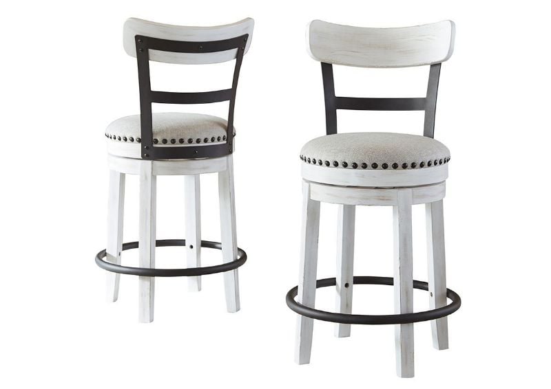 Front and Back Views of the Valebeck 24 Inch Barstool in White by Ashley Furniture | Home Furniture Plus Bedding