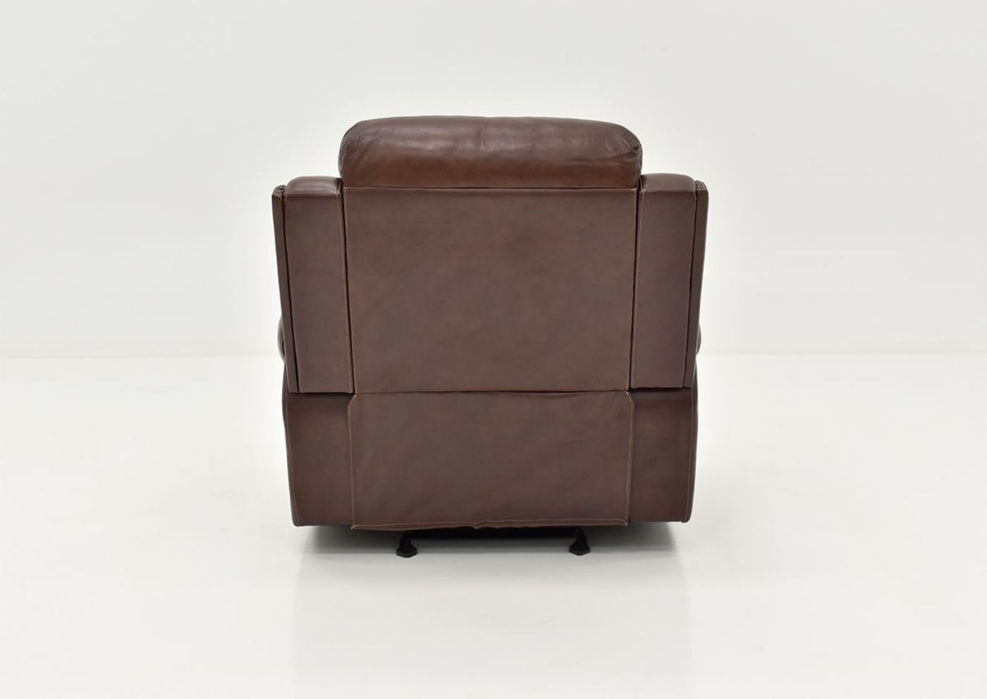 Back View of the Rosewood Leather Recliner in Warm Brown by Behold Home | Home Furniture Plus Bedding