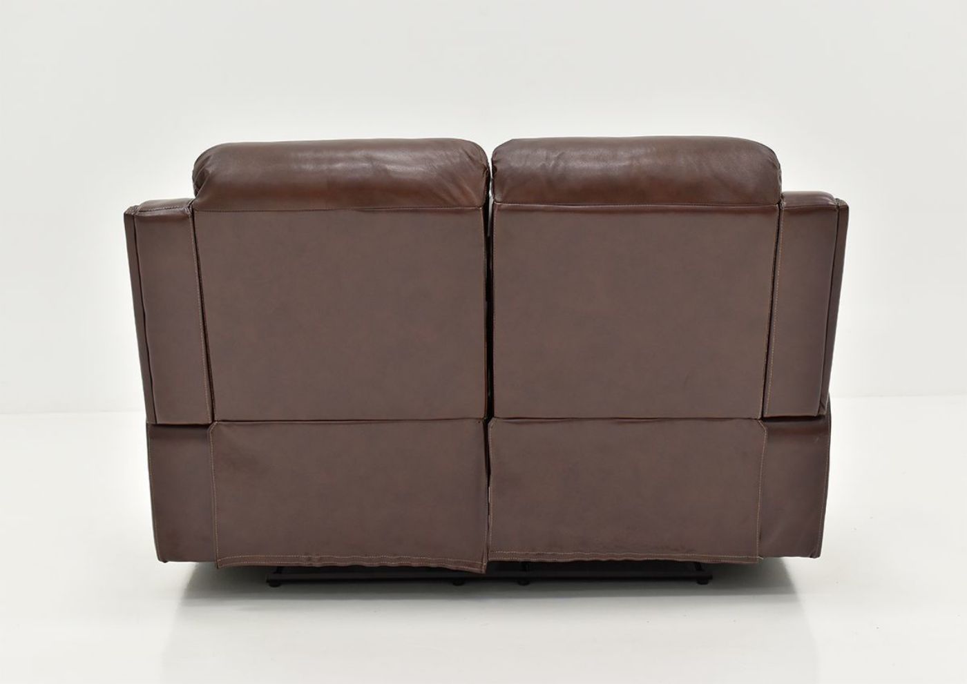 Back View of the Rosewood Leather Reclining Loveseat in Warm Brown by Behold Home | Home Furniture Plus Bedding