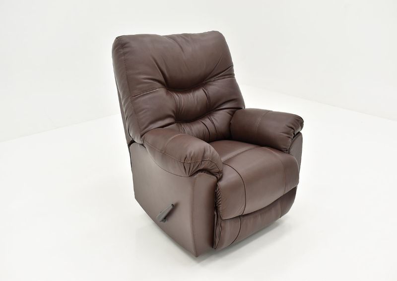 Angled View of the Trilogy Leather Rocker Recliner in Dark Brown by Franklin Corporation | Home Furniture Plus Bedding