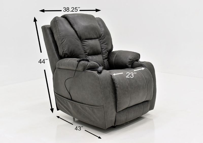 Gray Discovery POWER Recliner by HomeStretch Showing the Dimensions, Made in the USA | Home Furniture Plus Bedding