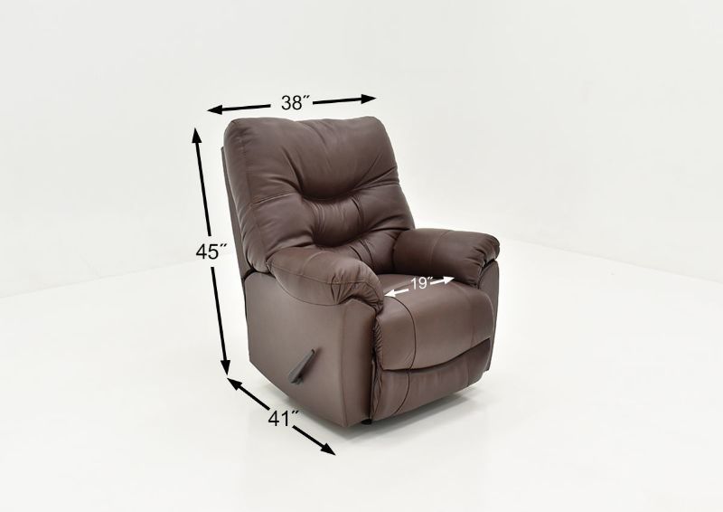 Dimension Details for the Trilogy Leather Rocker Recliner in Dark Brown by Franklin Corporation | Home Furniture Plus Bedding