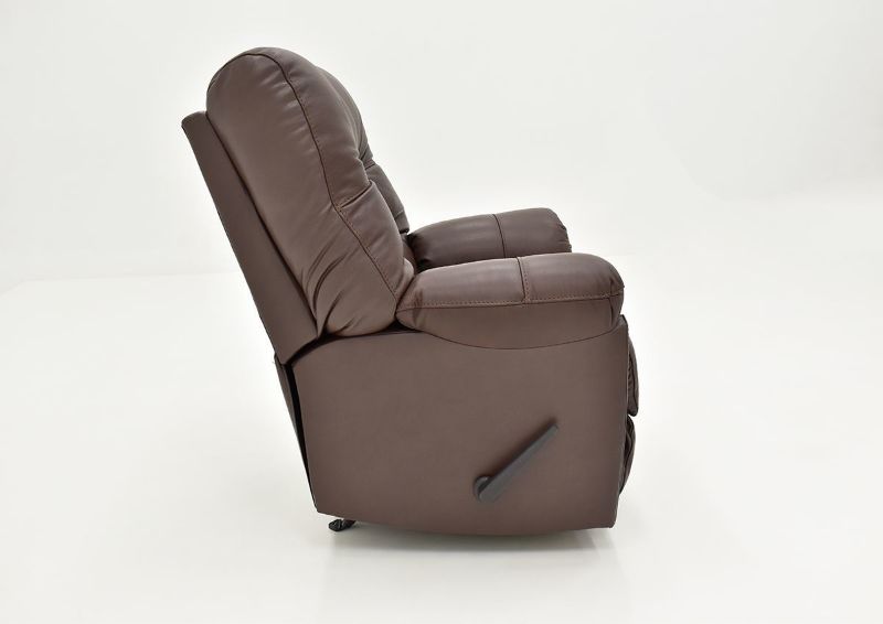 Side View of the Trilogy Leather Rocker Recliner in Dark Brown by Franklin Corporation | Home Furniture Plus Bedding