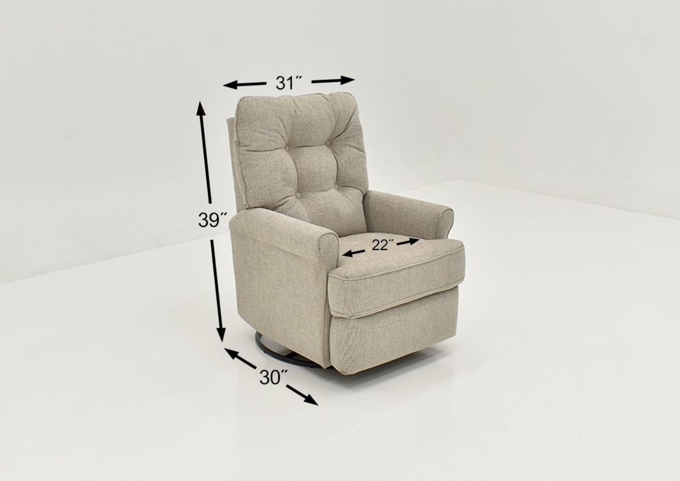 Dimension Details for the Carissa Swivel Glider Recliner in Gray by Best Home Furnishings | Home Furniture Plus Bedding