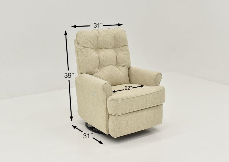 Dimension Details for the Carissa POWER Swivel Glider Recliner in Linen by Best Home Furnishings | Home Furniture Plus Bedding