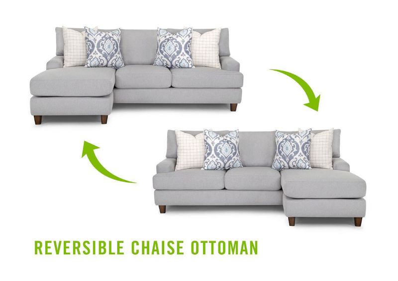 Diagram Showing Reversible Chaise Ottoman on the Bradshaw Sofa by Franklin Corporation | Home Furniture Plus Bedding