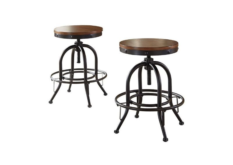 Front and Back Views of the Valebeck Counter Height Barstool by Ashley Furniture | Home Furniture Plus Bedding