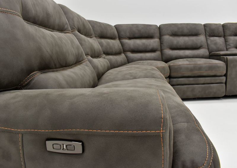 Close Up Side View of the Jackson POWER Reclining Sectional Sofa in Gray by Kuka Home | Home Furniture Plus Bedding