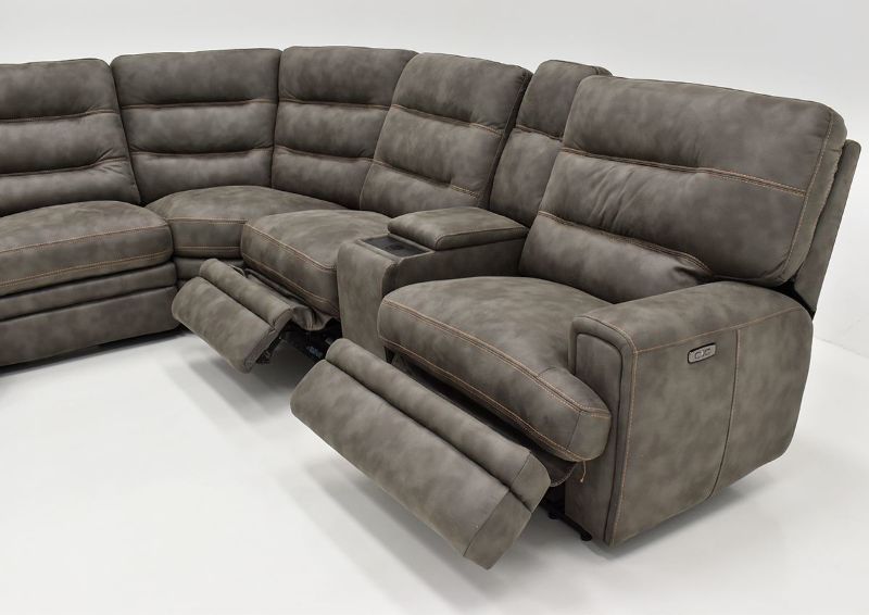 Angled View of the Recliners on the Jackson POWER Reclining Sectional Sofa in Gray by Kuka Home | Home Furniture Plus Bedding