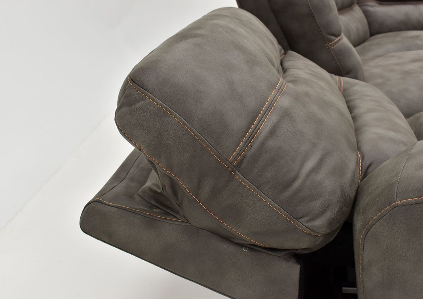Close Up View of the Adjustable Headrest on the Jackson POWER Reclining Sectional Sofa in Gray by Kuka Home | Home Furniture Plus Bedding