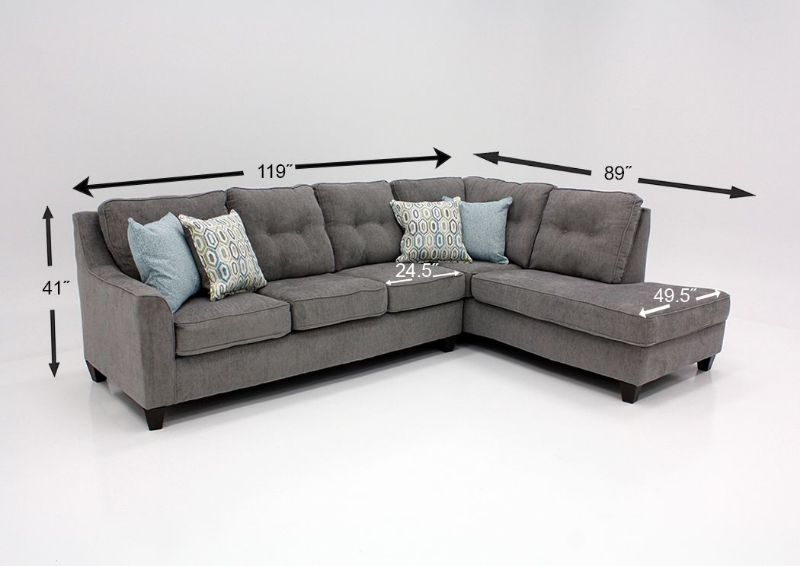 Surge Sectional Sofa, Gray, Dimensions | Home Furniture Plus Bedding
