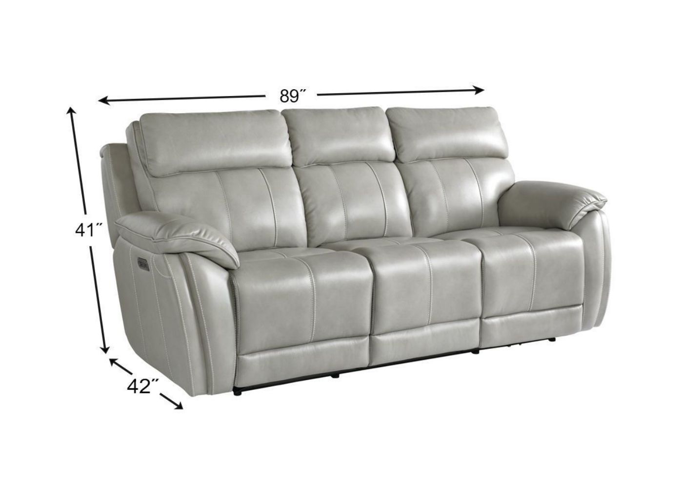 Dimension Details on the Levitate POWER Sofa in Nickel Gray by Bassett | Home Furniture Plus Bedding