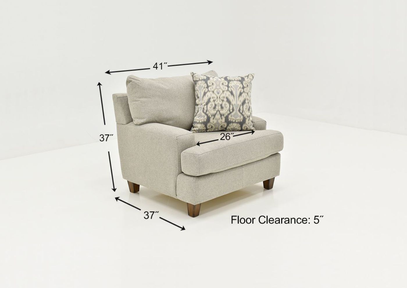 Detailed Dimension View of the Kimber Chair by Franklin Corporation | Home Furniture Plus Bedding