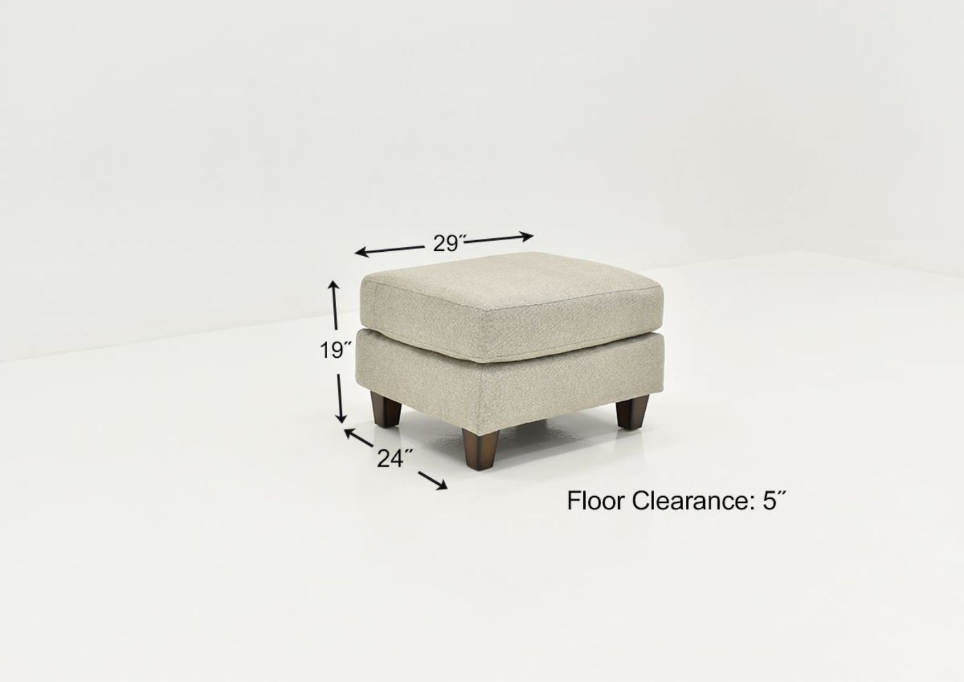 Detailed Dimension View of the Kimber Ottoman by Franklin Corporation | Home Furniture Plus Bedding