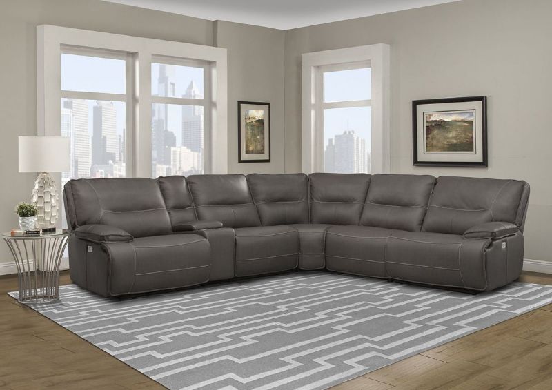 Room View of the Spartacus POWER Reclining Sectional Sofa in Haze Gray by Parker House Furniture | Home Furniture Plus Bedding