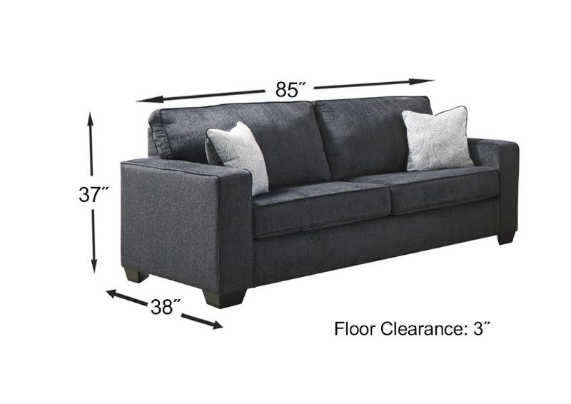 Dimension Details of the Altari Sofa in Slate Gray by Ashley Furniture | Home Furniture Plus Bedding