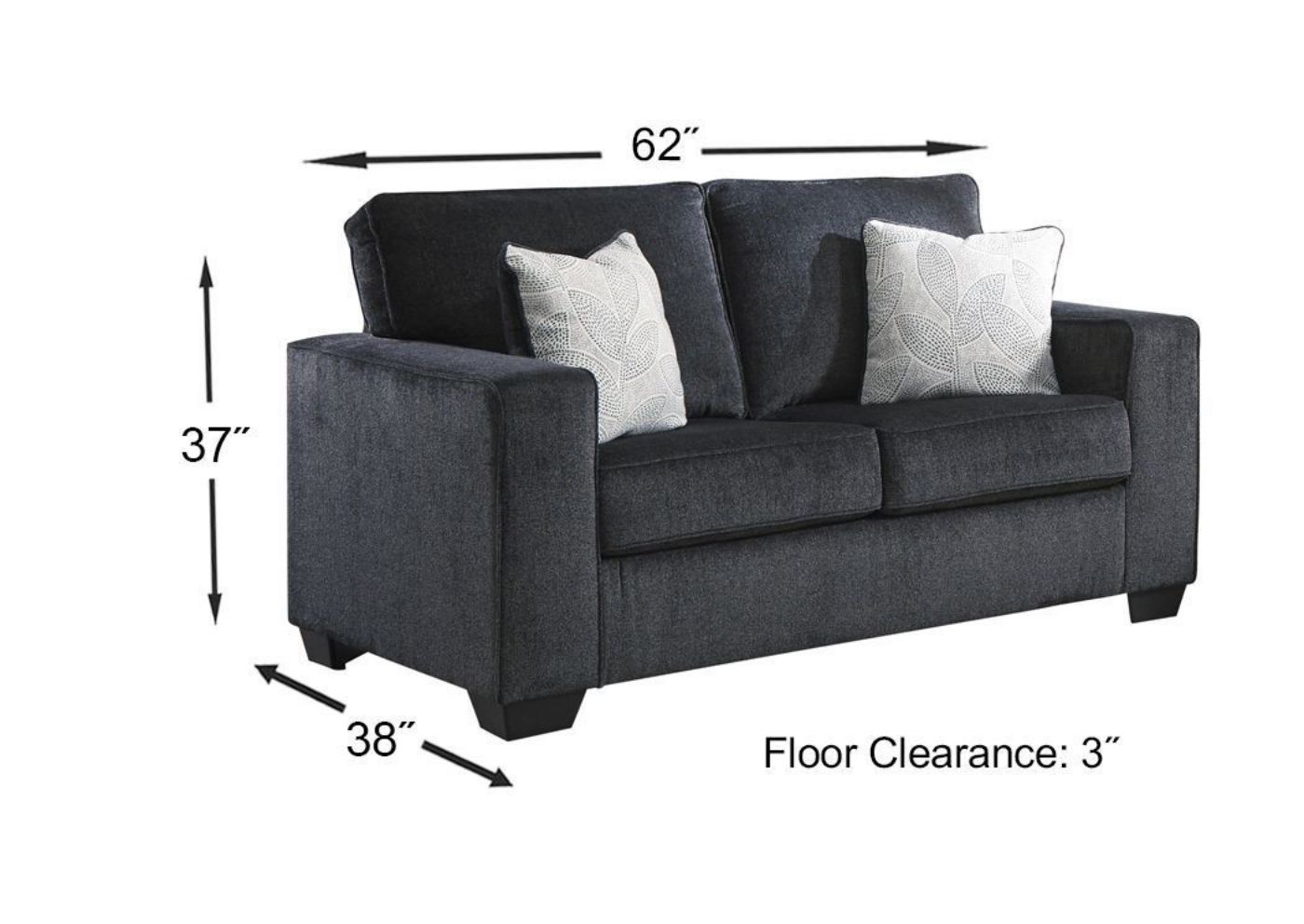 Dimension Details of the Altari Loveseat in Slate Gray by Ashley Furniture | Home Furniture Plus Bedding
