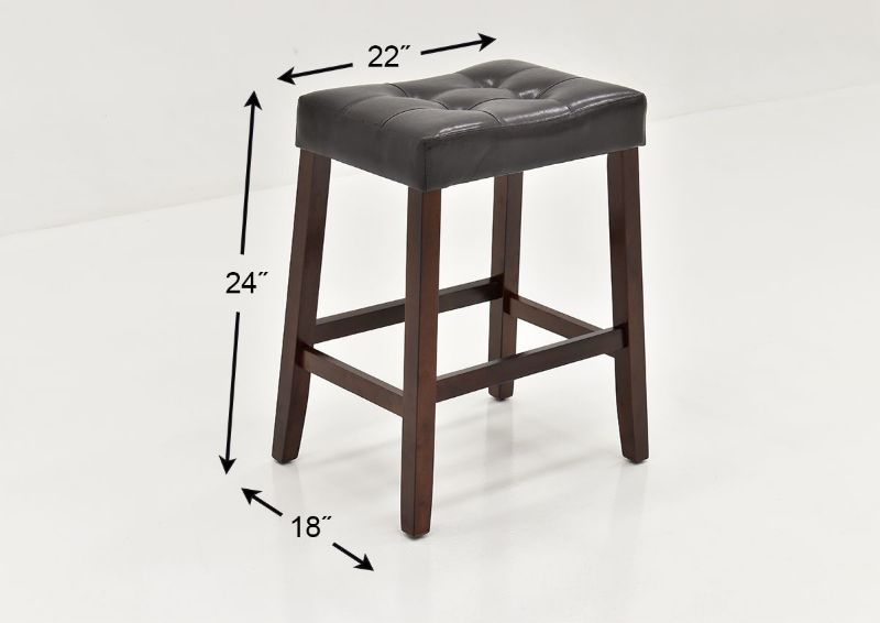 Dimension Details on a Single Belmar 24 Inch Bar Stools in Espresso Brown | Home Furniture Plus Bedding