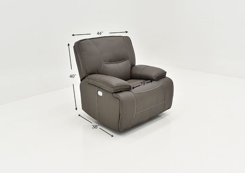 Dimension Details of the Spartacus POWER Recliner in Haze Gray by Parker House Furniture | Home Furniture Plus Bedding