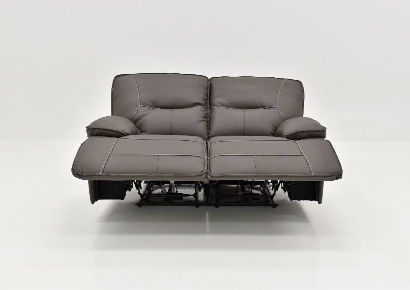 Front Facing Reclined View of the Spartacus POWER Reclining Loveseat in Haze Gray by Parker House Furniture | Home Furniture Plus Bedding