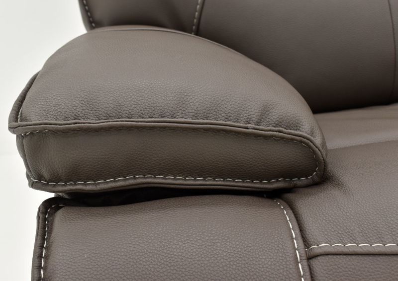 Close Up View of the Pillowed Arm on the Spartacus POWER Reclining Loveseat in Haze Gray by Parker House Furniture | Home Furniture Plus Bedding
