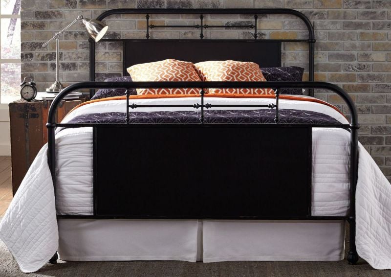 View from the Foot of the Vintage Queen Size Metal Bed in Black by Liberty Furniture | Home Furniture Plus Bedding
