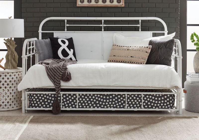 Room View of the Vintage Metal Daybed with Trundle in White by Liberty Furniture | Home Furniture Plus Bedding