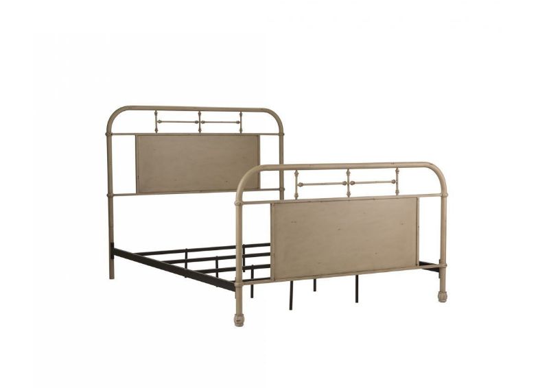 Angled Bed Only View of the Vintage Queen Size Metal Bed in Cream by Liberty Furniture | Home Furniture Plus Bedding