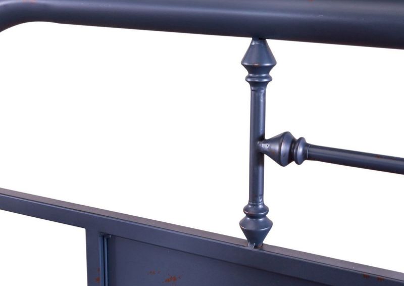 View of the Turned Spindle on the Vintage King Size Metal Bed in Navy by Liberty Furniture | Home Furniture Plus Bedding