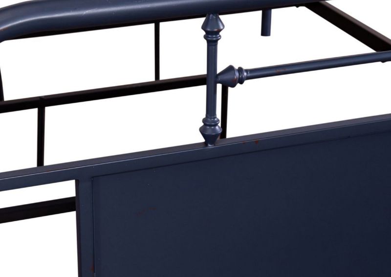 Closeup of the Footboard on the Vintage King Size Metal Bed in Navy by Liberty Furniture | Home Furniture Plus Bedding