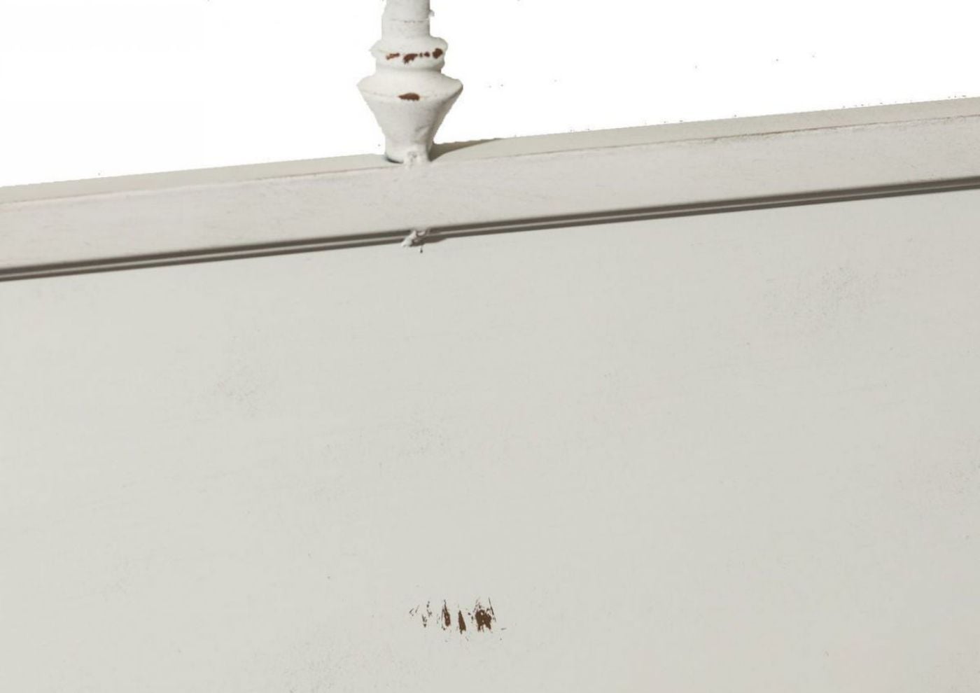 Closeup of the Headboard on the Vintage King Size Metal Bed in White by Liberty Furniture | Home Furniture Plus Bedding