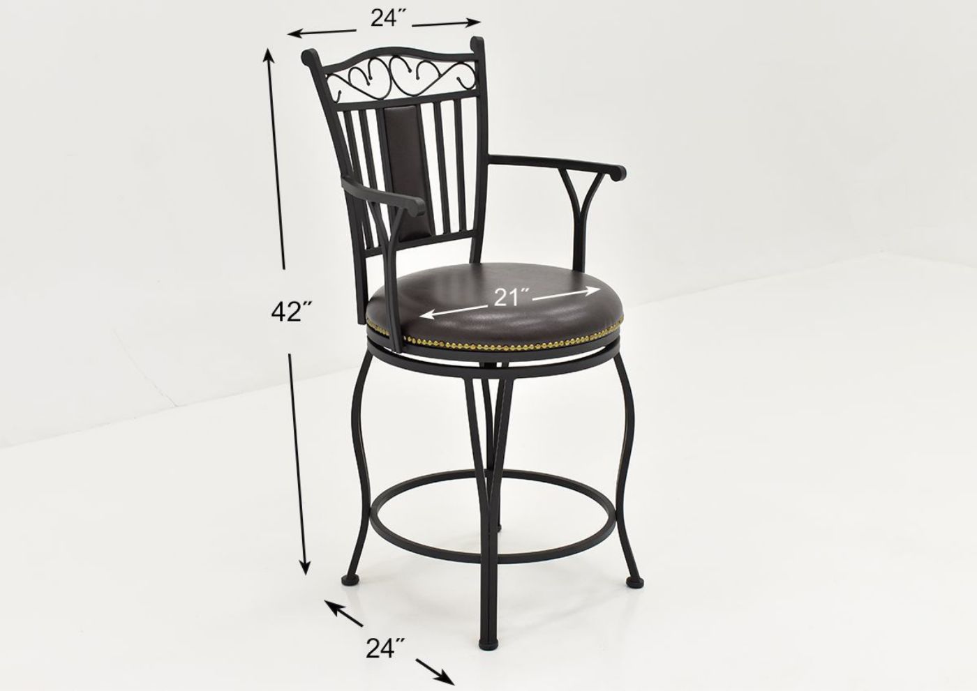 Dimension Details of the Garcia 24 Inch Barstool - Dark Brown | Home Furniture Plus Bedding