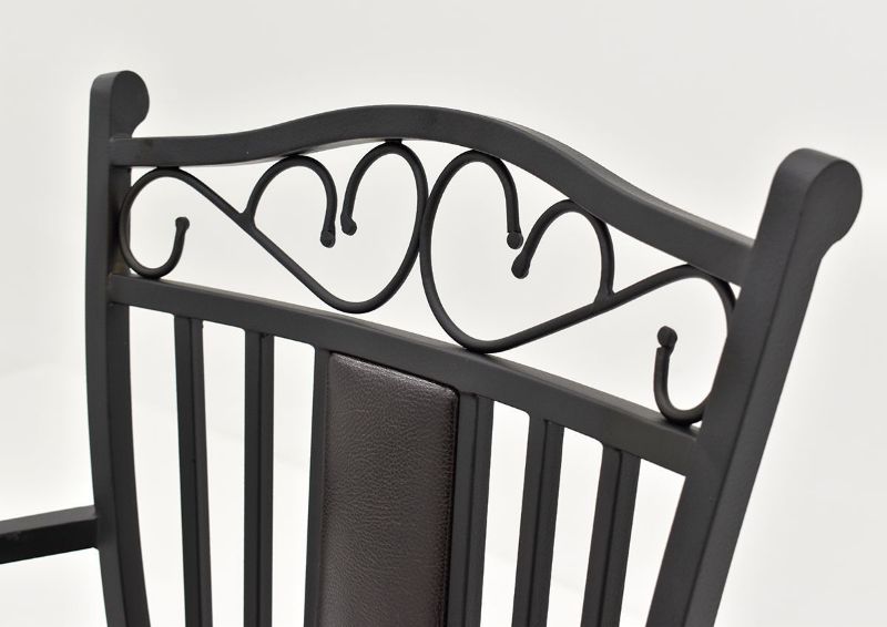 Close Up of the Accent Scroll Details on the Garcia 24 Inch Barstool - Dark Brown | Home Furniture Plus Bedding