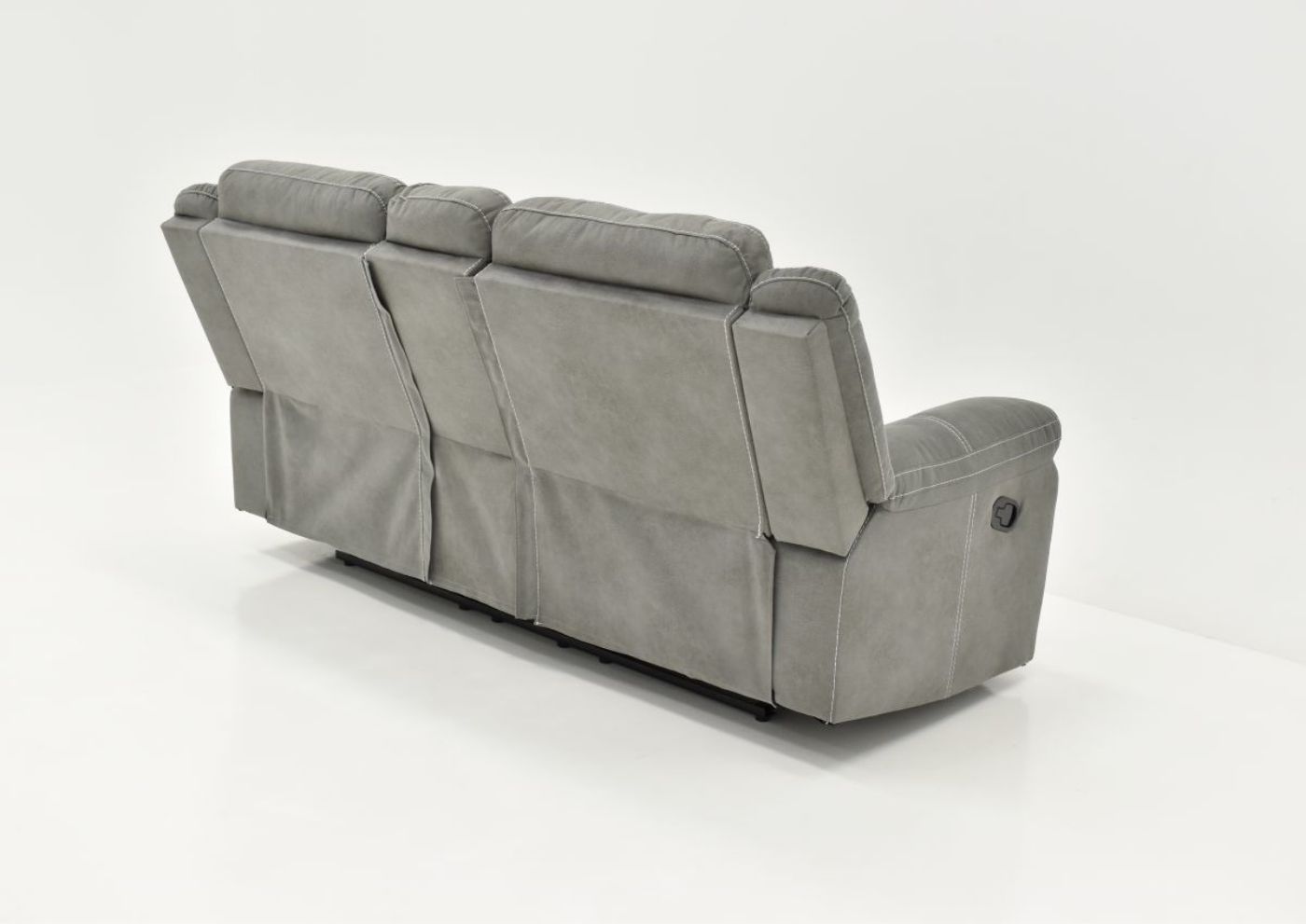 Slightly Angled Rear View of the Keystone Reclining Loveseat in Gray by Lane Home Furnishings | Home Furniture Plus Bedding