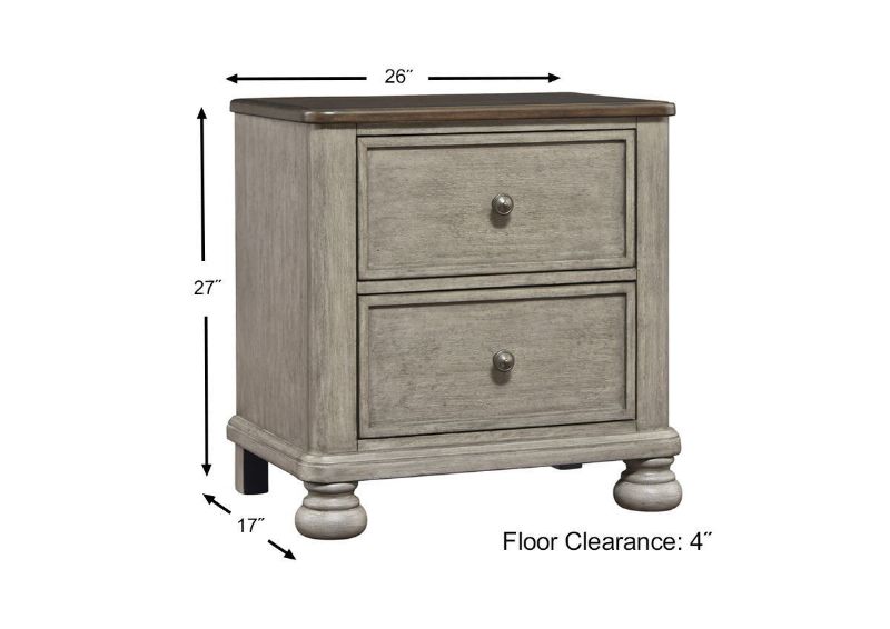 Dimension Details of the Falkhurst 2 Drawer Nightstand by Ashley Furniture | Home Furniture Plus Bedding