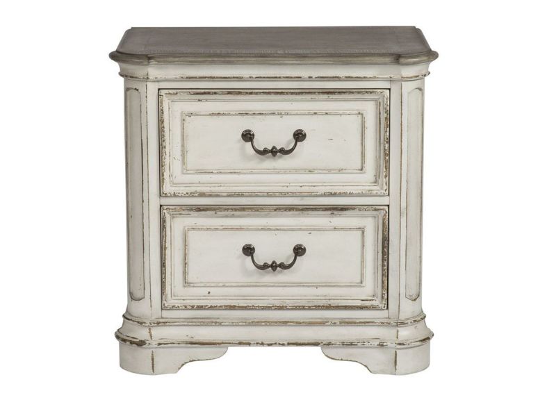 Close Up of the Front of the 2 Drawer Magnolia Manor Nightstand | Home Furniture Plus Bedding