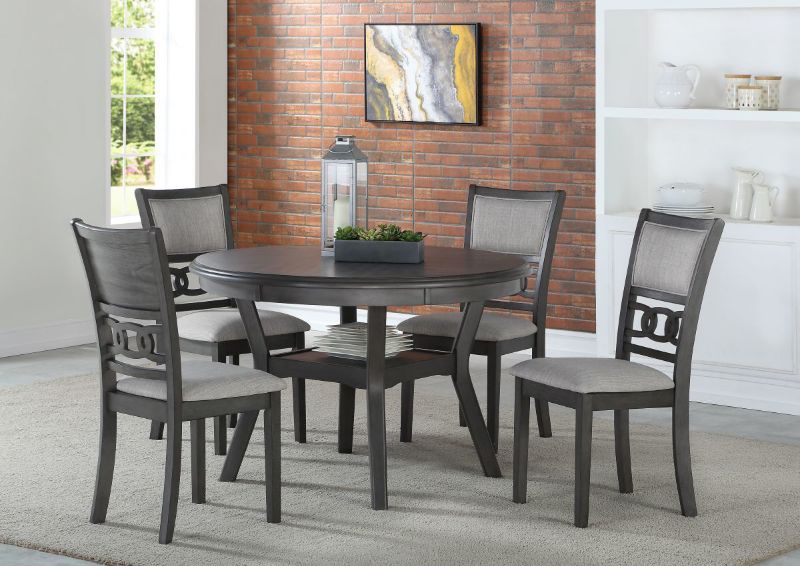 Room View of the Gia 5 Piece Dining Table Set in Gray by New Classic Furniture | Home Furniture Plus Bedding