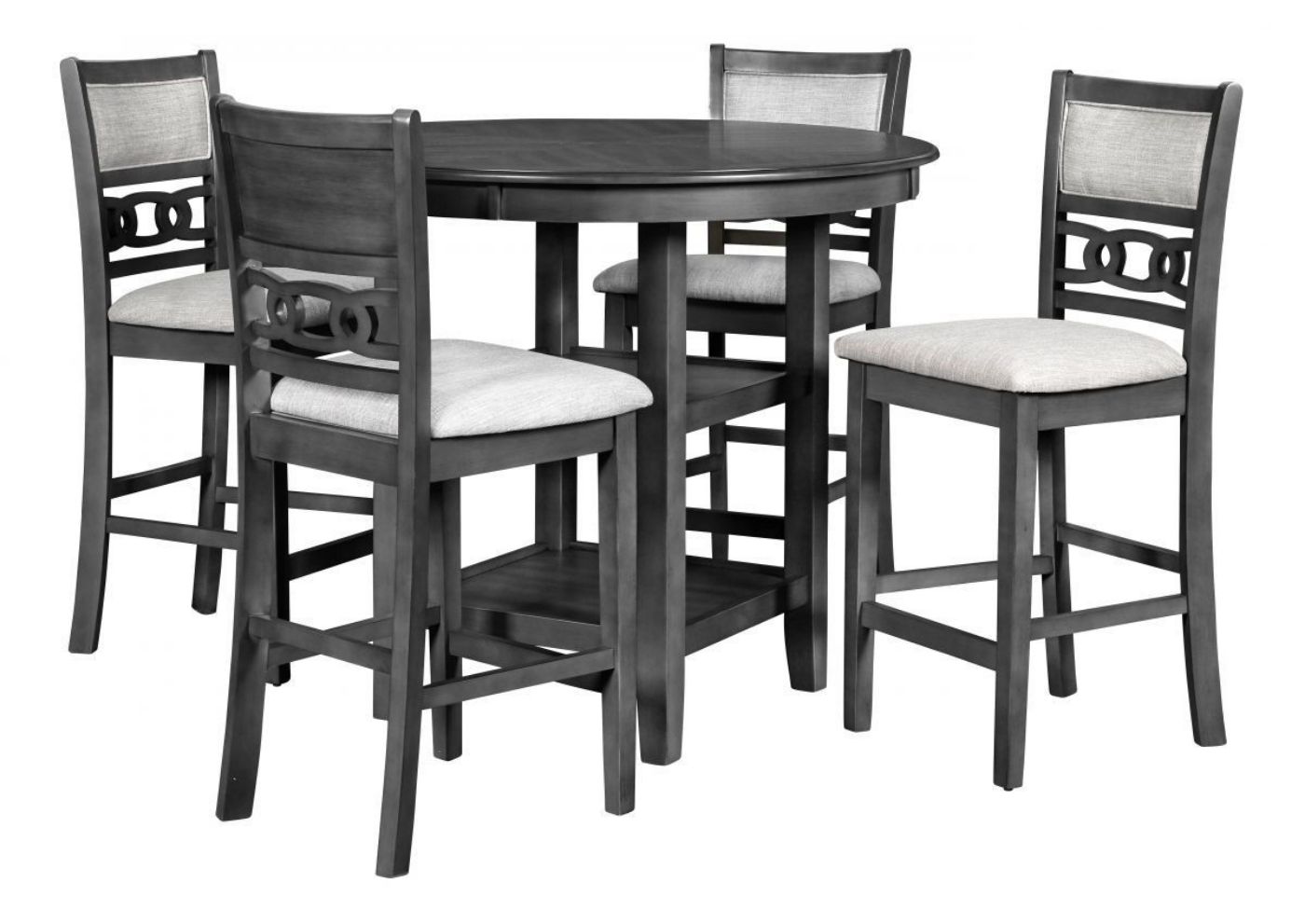 View of the Gia 5 Piece Counter Height Dining Table Set in Gray by New Classic Furniture | Home Furniture Plus Bedding