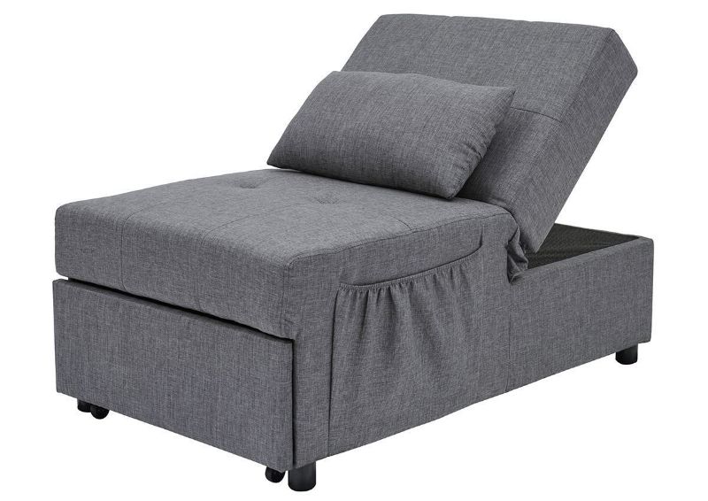 View of the Thrall Sleeper Chair in Gray by Ashley Furniture with the Head Lifted | Home Furniture Plus Bedding