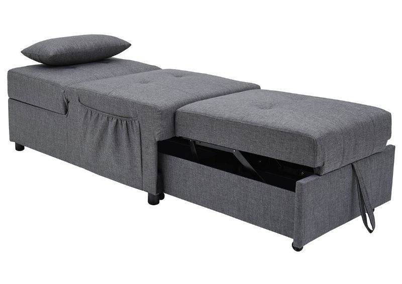 Extended Flat View of the Thrall Sleeper Chair in Gray by Ashley Furniture | Home Furniture Plus Bedding