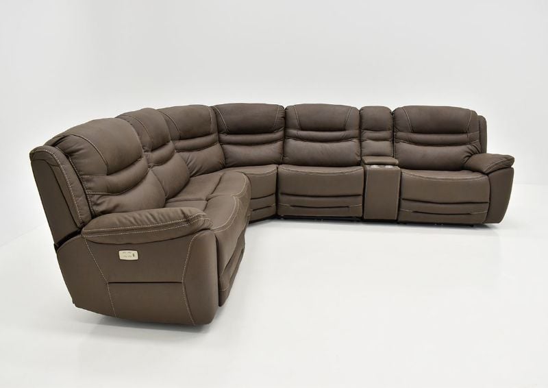Side Facing View of the Dakota POWER Reclining Sectional Sofa in Brown by KUKA Home | Home Furniture Plus Bedding