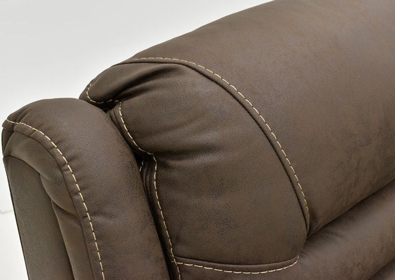 Close Up View of the Headrest on the Dakota POWER Reclining Sectional Sofa in Brown by KUKA Home | Home Furniture Plus Bedding
