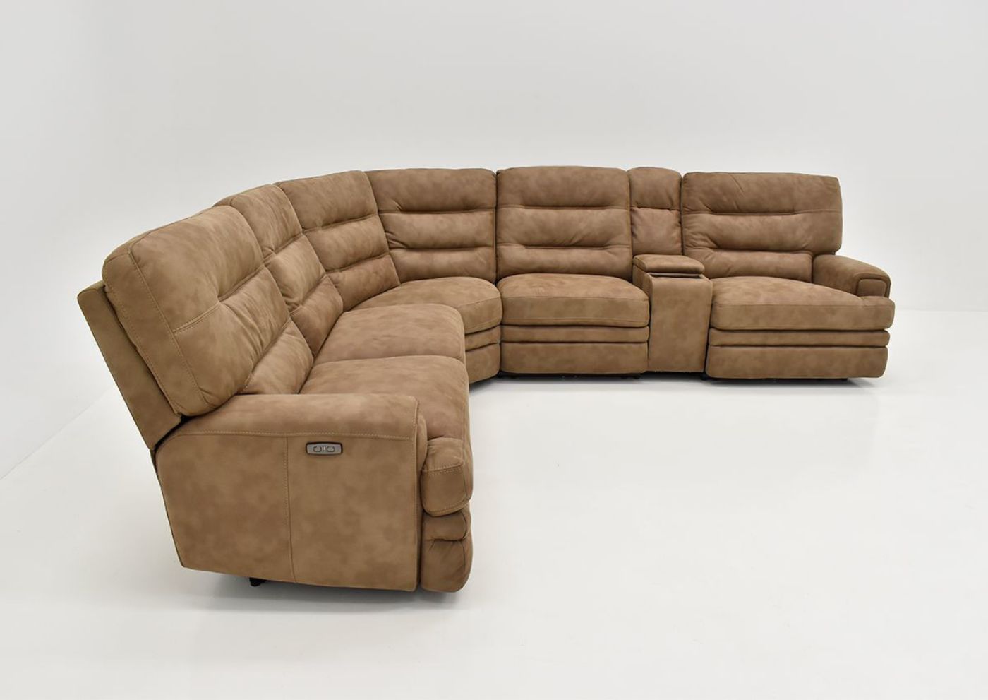 Side View of the Maxwell POWER Reclining Sectional Sofa in Brown by KUKA Home | Home Furniture Plus Bedding
