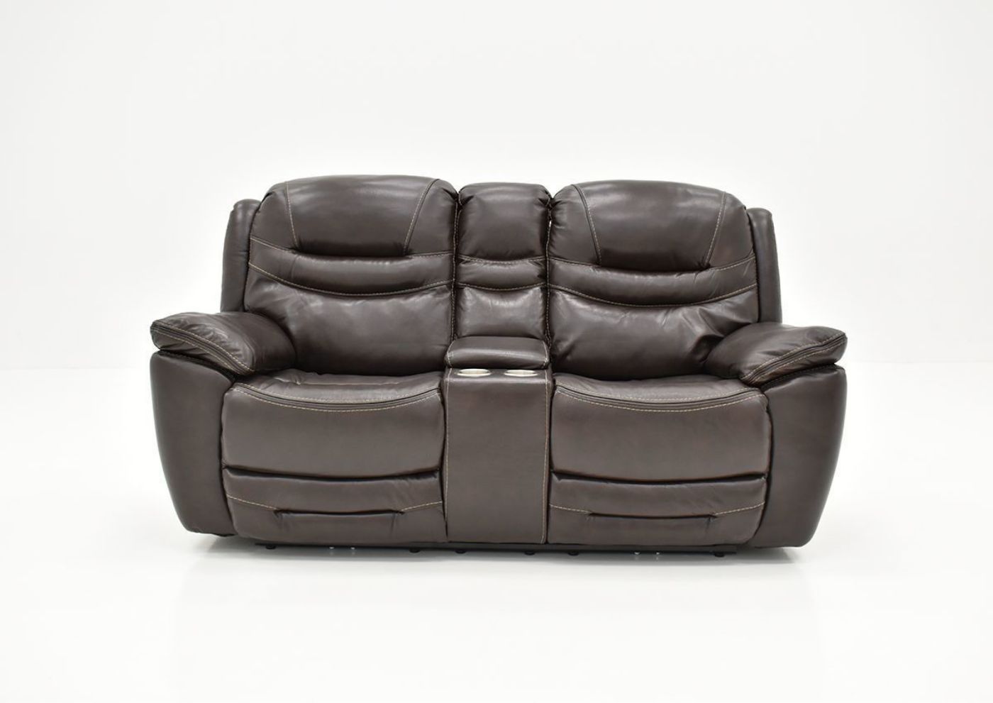 Front Facing View of the Dallas POWER Reclining Loveseat in Brown | Home Furniture Plus Bedding