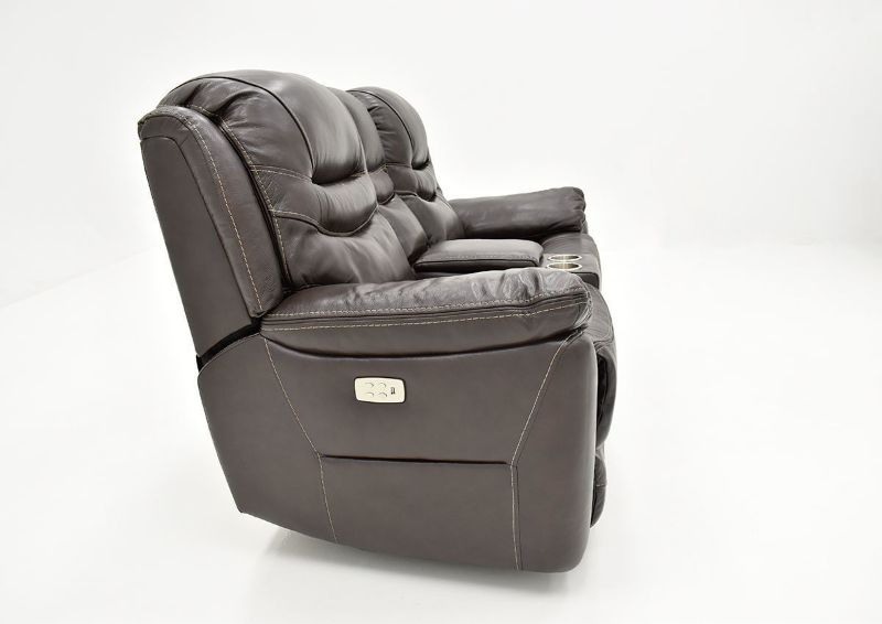 Side View of the Dallas POWER Reclining Loveseat in Brown | Home Furniture Plus Bedding