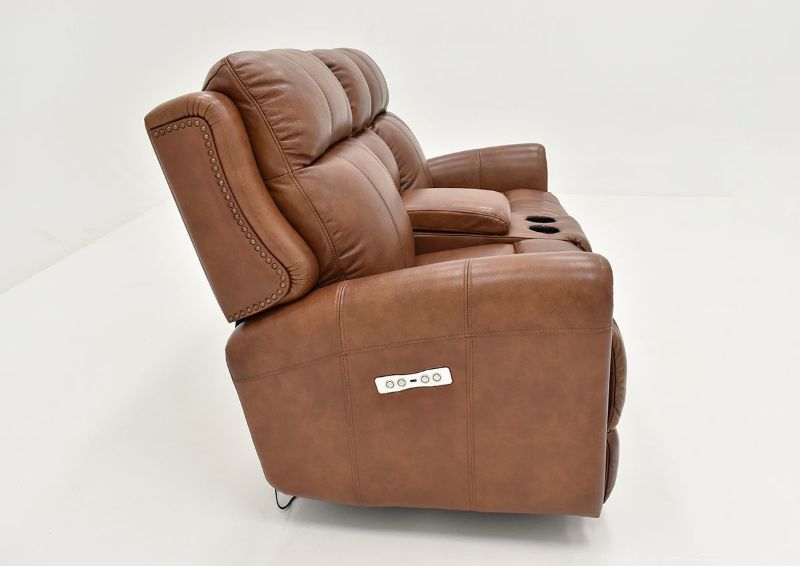 Side Facing View of the Marquee POWER Loveseat in Umber Brown by Bassett Furniture | Home Furniture Plus Bedding