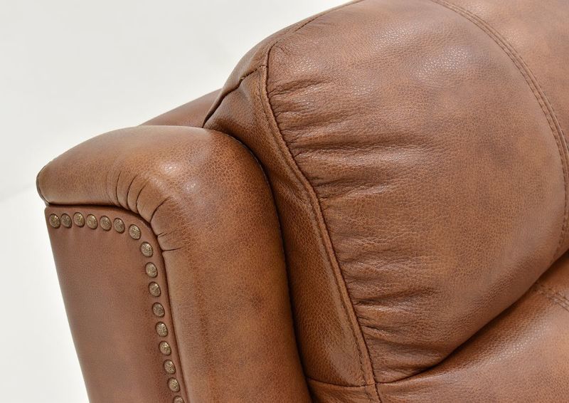 Close Up of the Headrest on the Marquee POWER Loveseat in Umber Brown by Bassett Furniture | Home Furniture Plus Bedding