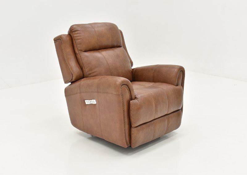 Slightly Angled View of the Marquee POWER Recliner in Umber Brown by Bassett Furniture | Home Furniture Plus Bedding